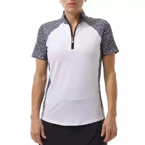 SanSoleil Women's SolCool Short Sleeve Mock Neck UPF golf Shirt Size Medium - Picture 7 of 7